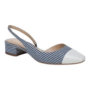 Veronica Beard Cecile Leather Trim Embellishment SlingBack Pumps Size 8.5